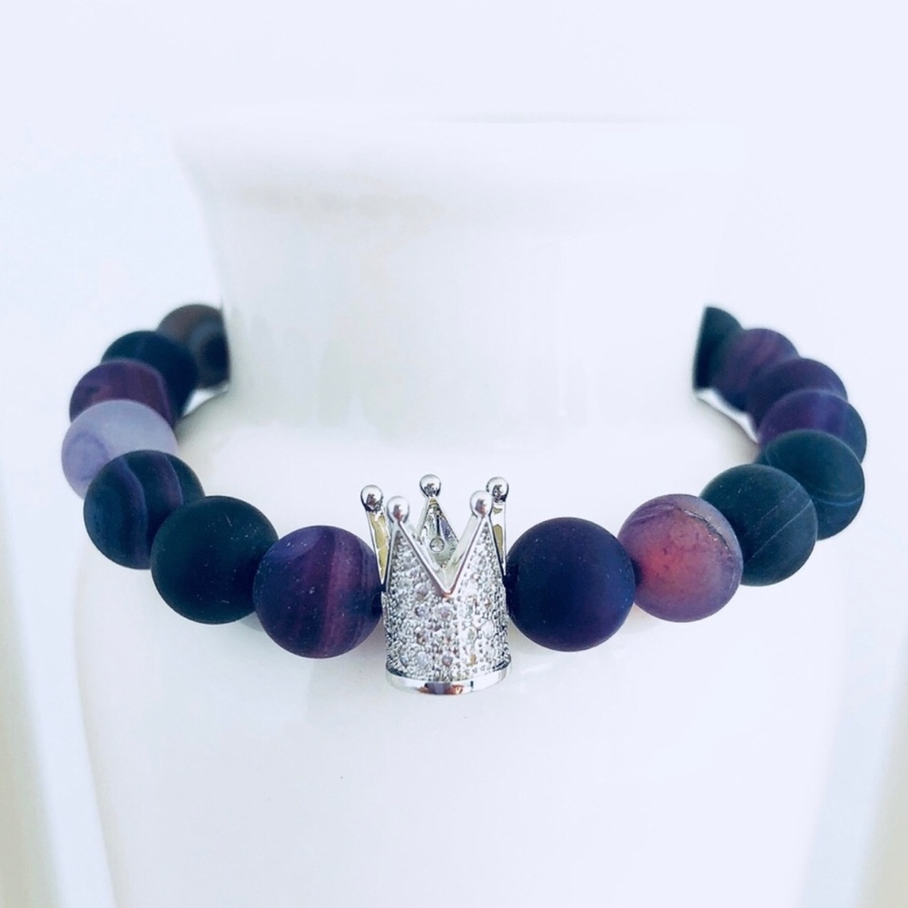 Agate Queen Womens Purple Beaded Bracelet